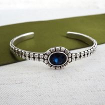 Single Stone Silver Cuff Bracelet, Azzurra Collection